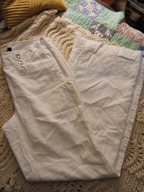 White House Black Market Wide Leg Linen Blend Pants Size 8R